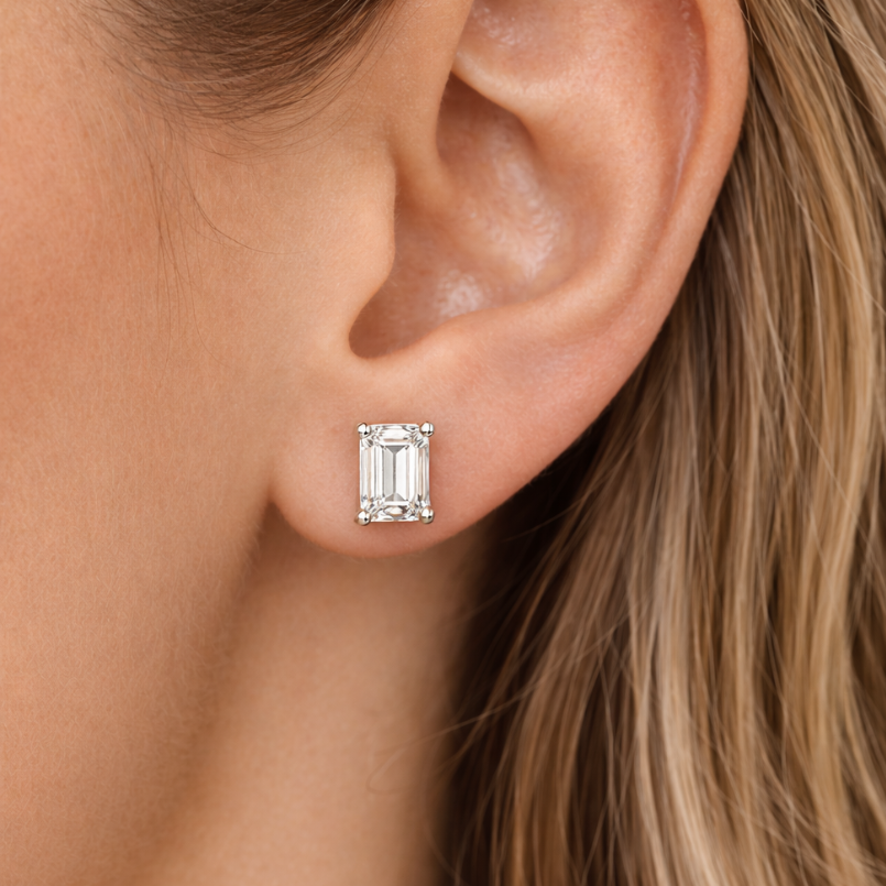 Emerald Cut Studs