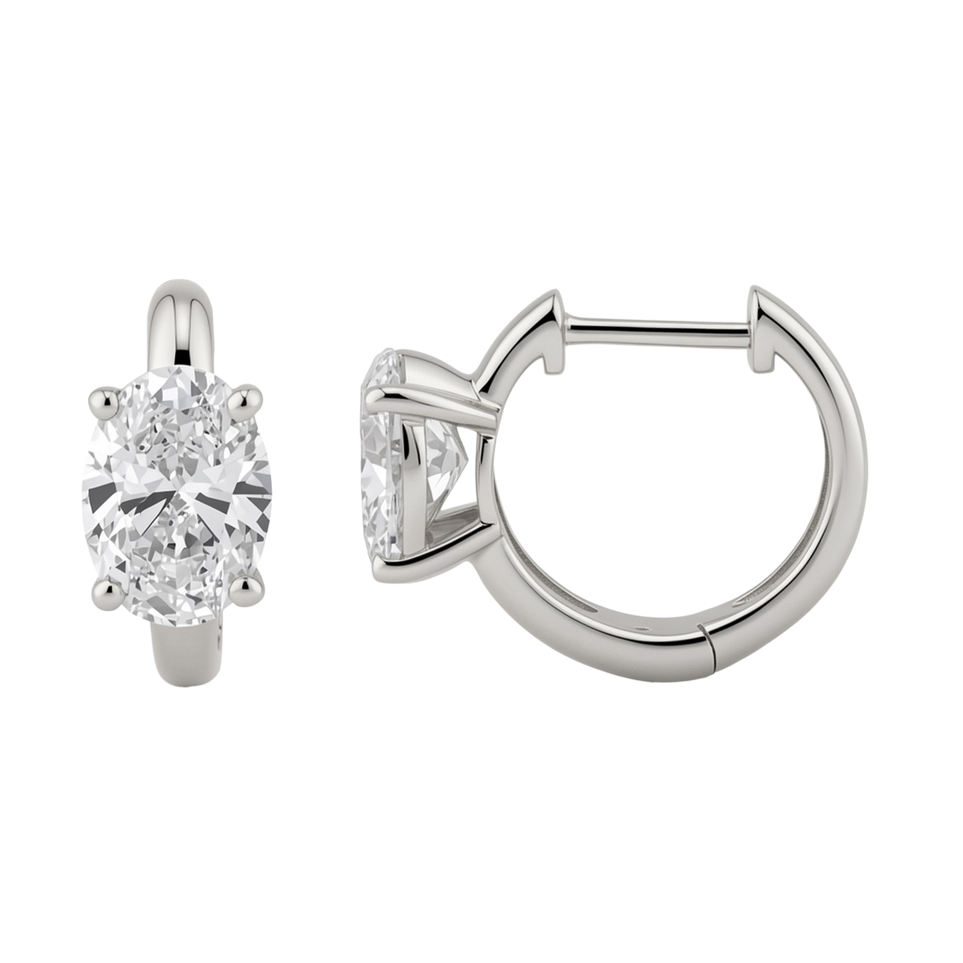 Oval Diamond Huggies