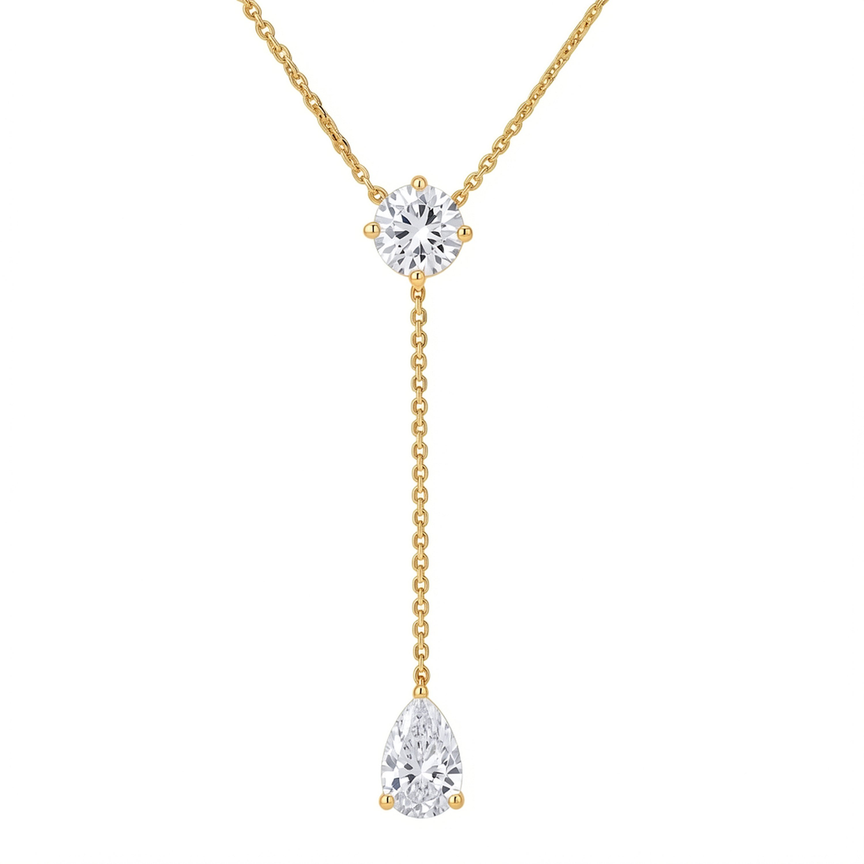 Pear & Round Drop Lariat