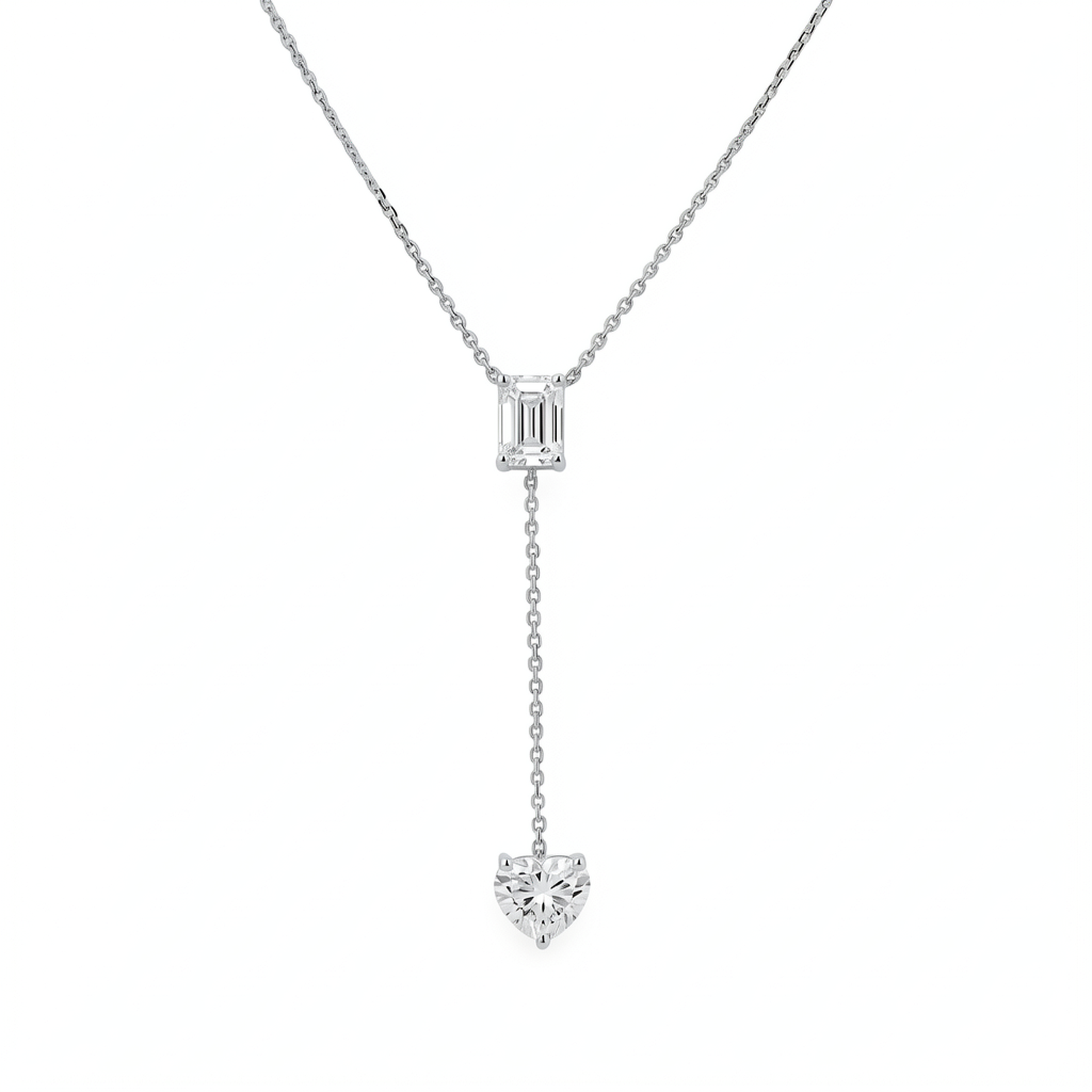 Emerald & Heart Shaped Drop Lariat