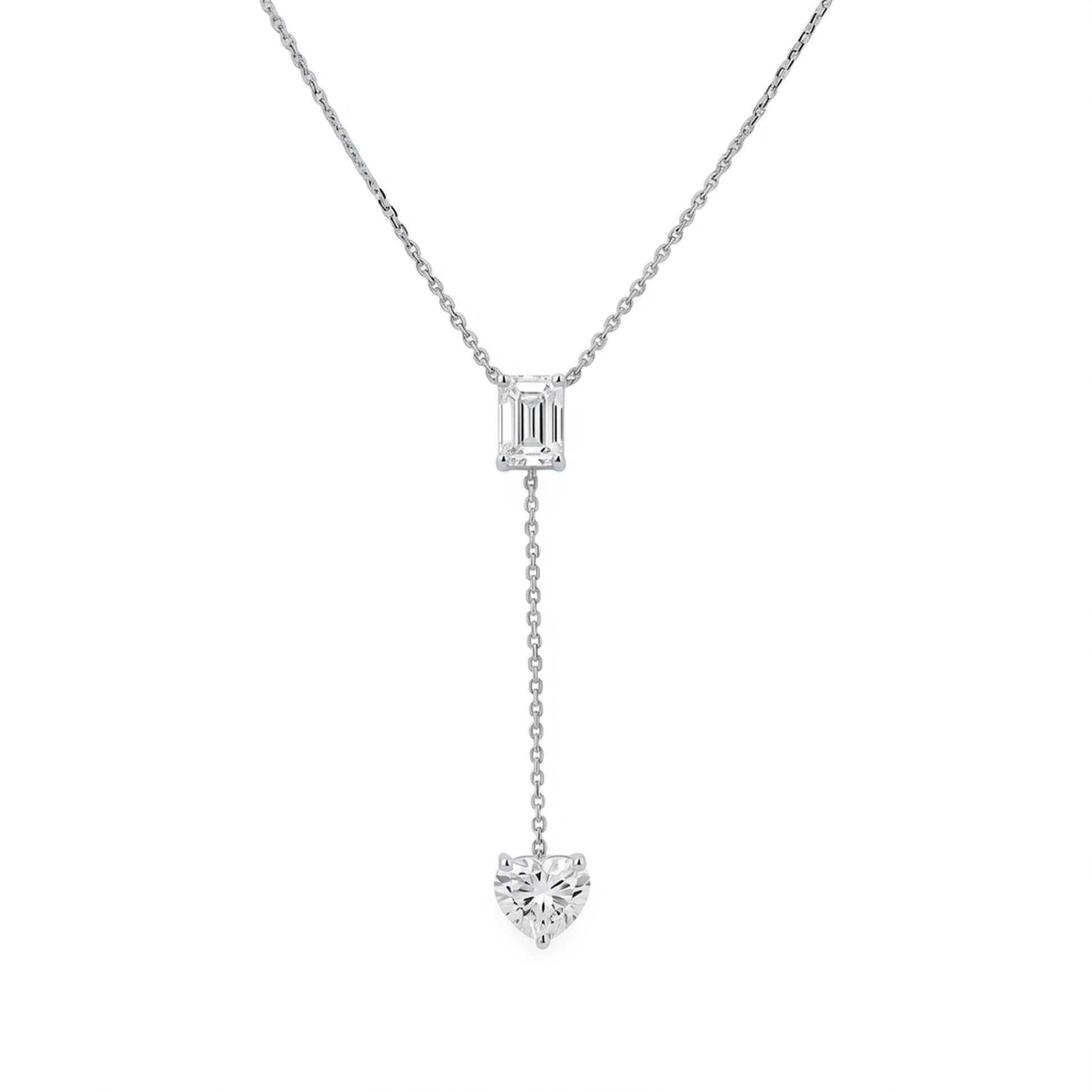 Emerald & Heart Shaped Drop Lariat