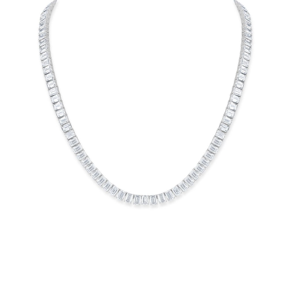 Emerald Cut Tennis Necklace