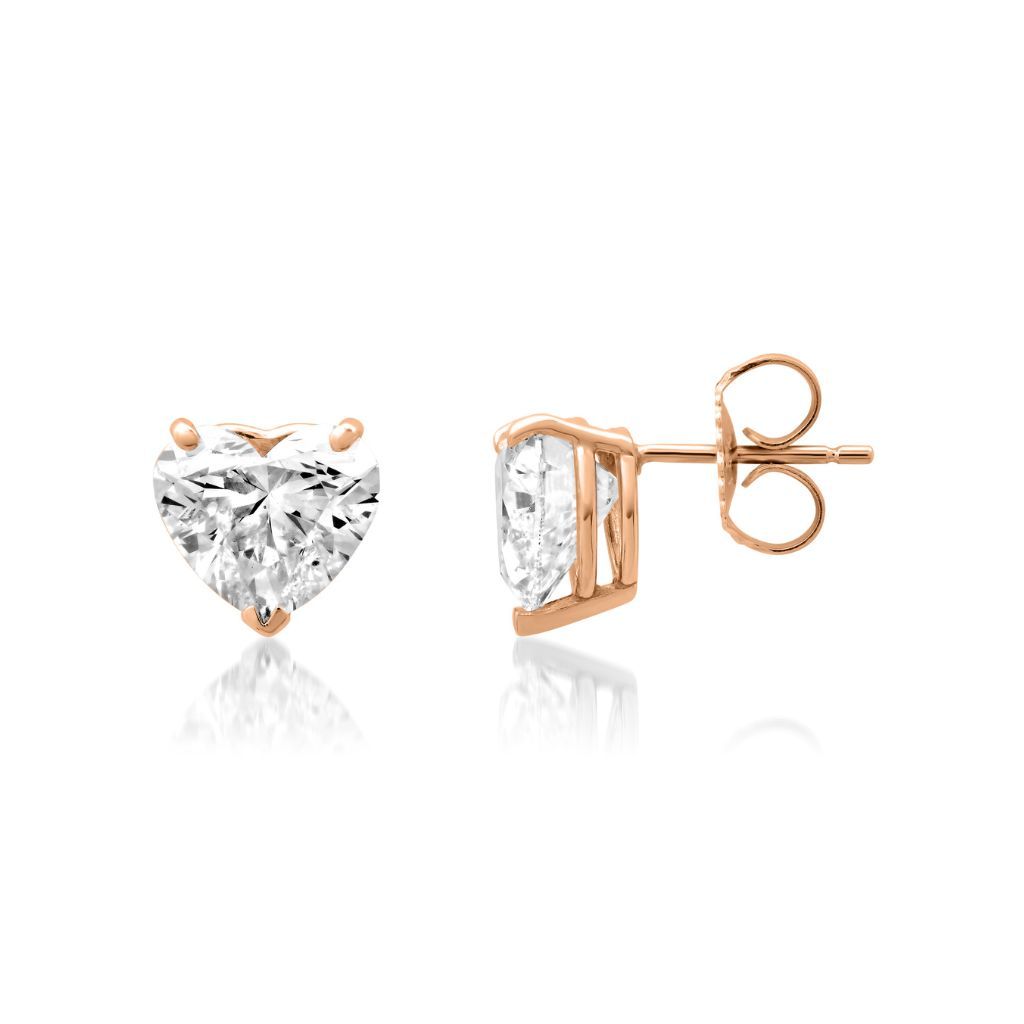 E001 Heart  Lab Grown Diamonds V-Prong-Studs Earrings