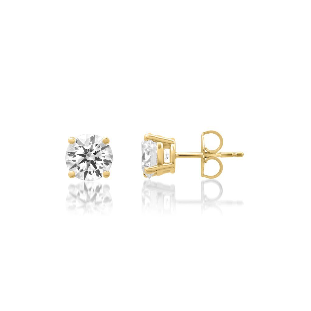 E001 Round Lab Grown Diamonds Four Prong Studs Earrings | IGI Certified