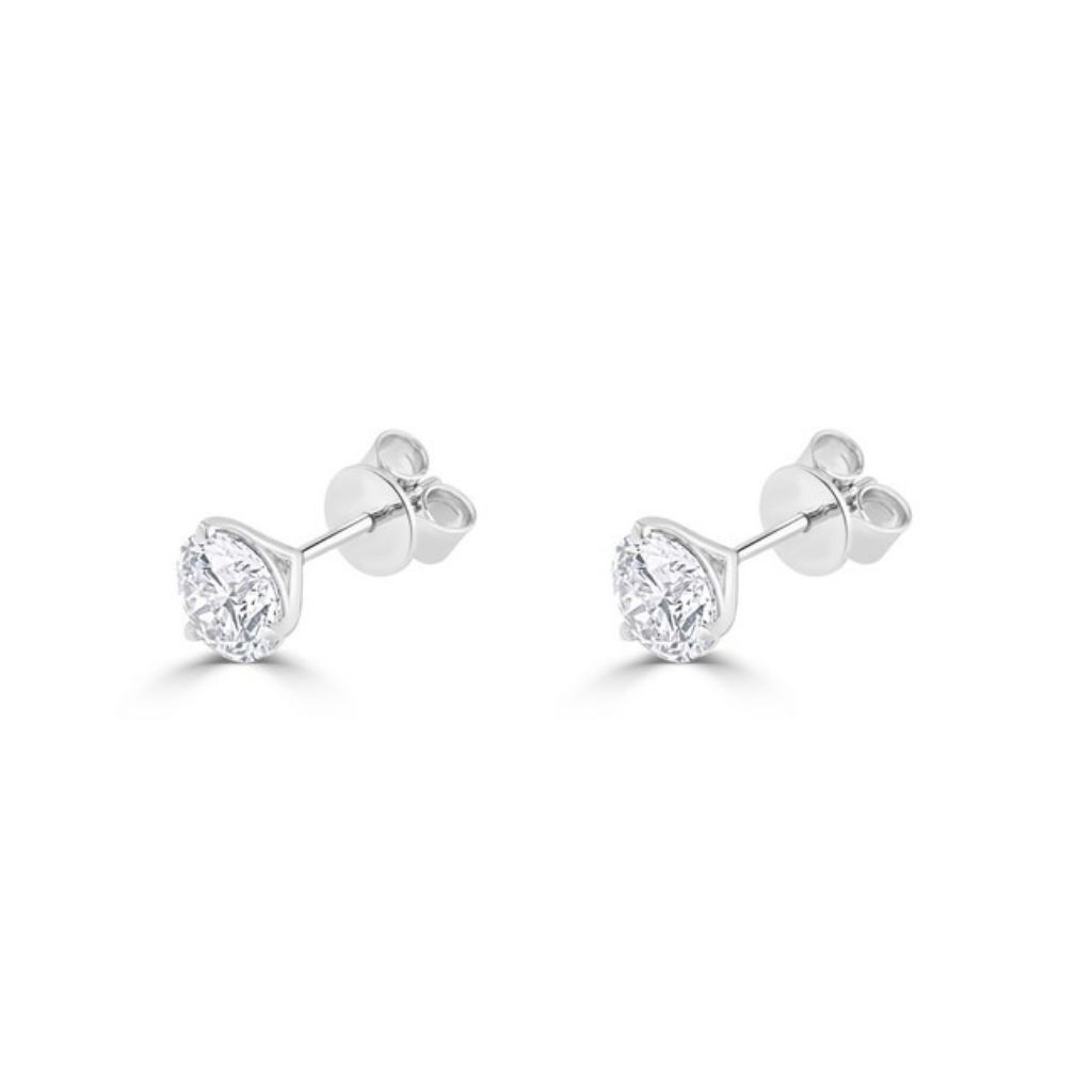 E005 Round Lab Grown Diamonds Three Prong Martini Studs Earrings | GSI Certified