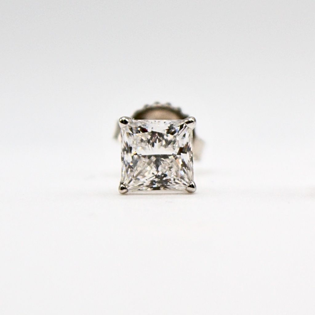 E006 Princess Lab Grown Diamonds Four Prong Martini Studs Earrings