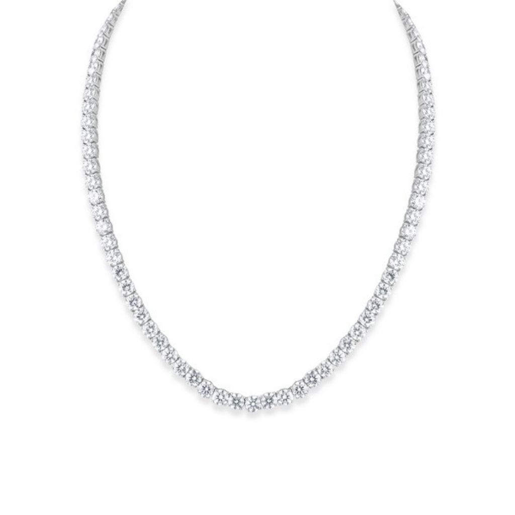 N001 Round Lab Grown Diamonds Four Prong Tennis Necklace