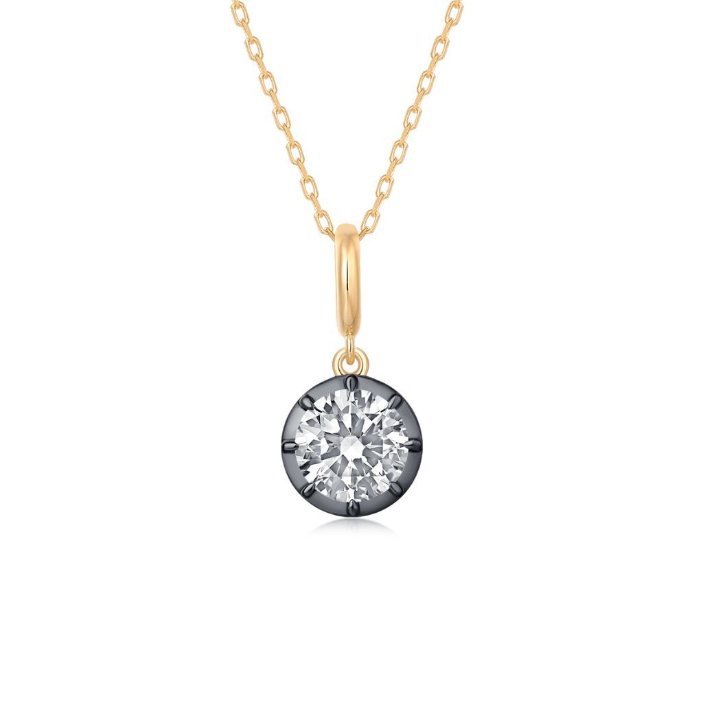P002 Round Lab Grown Designer Charm Pendant  | 14K