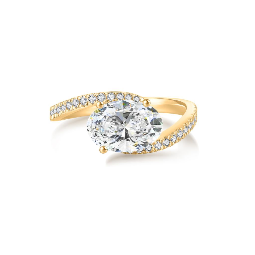 R109 Lab Grown Designer Solitaire Pave Ring