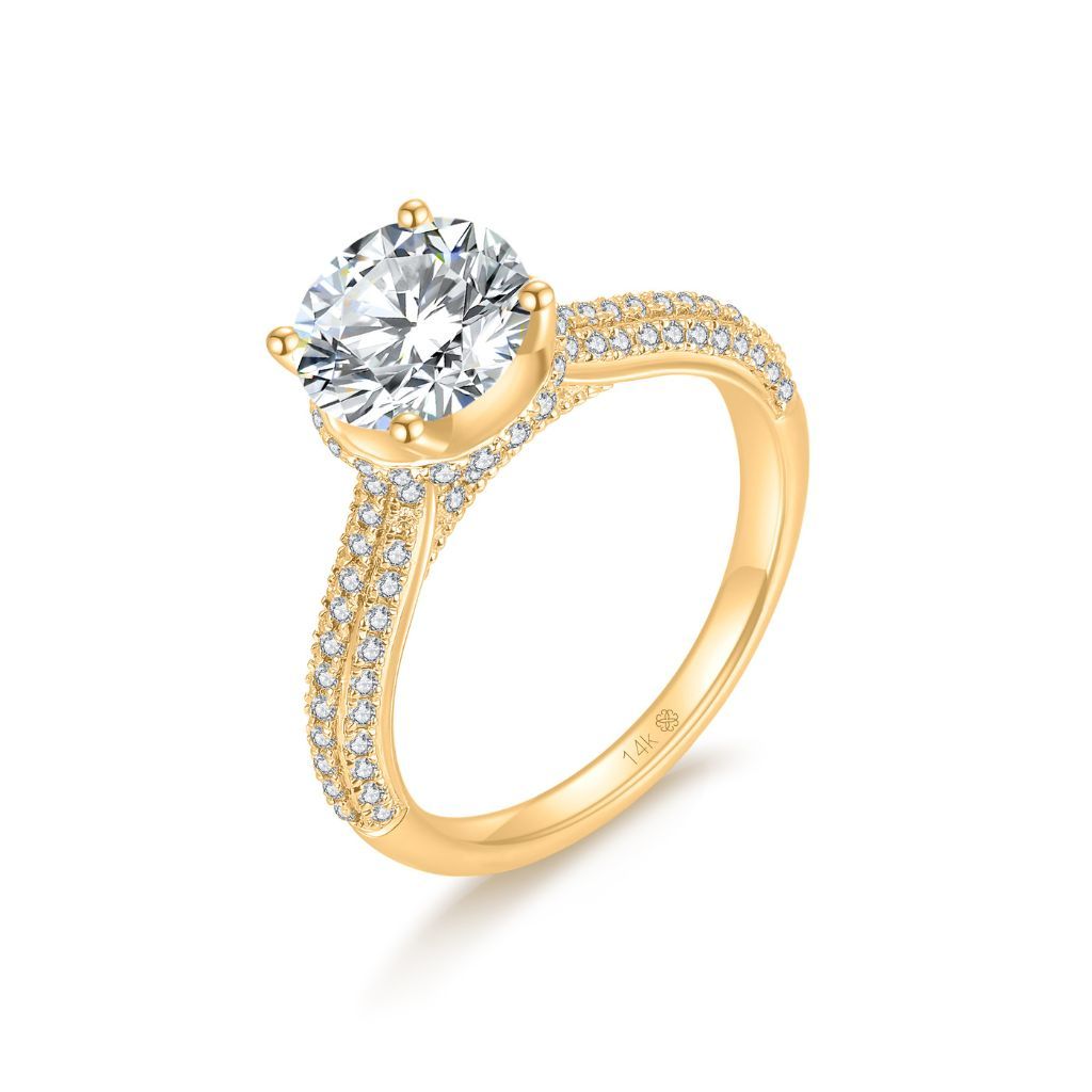 R122 Lab Grown Bridal Hidden Halo Pave Ring