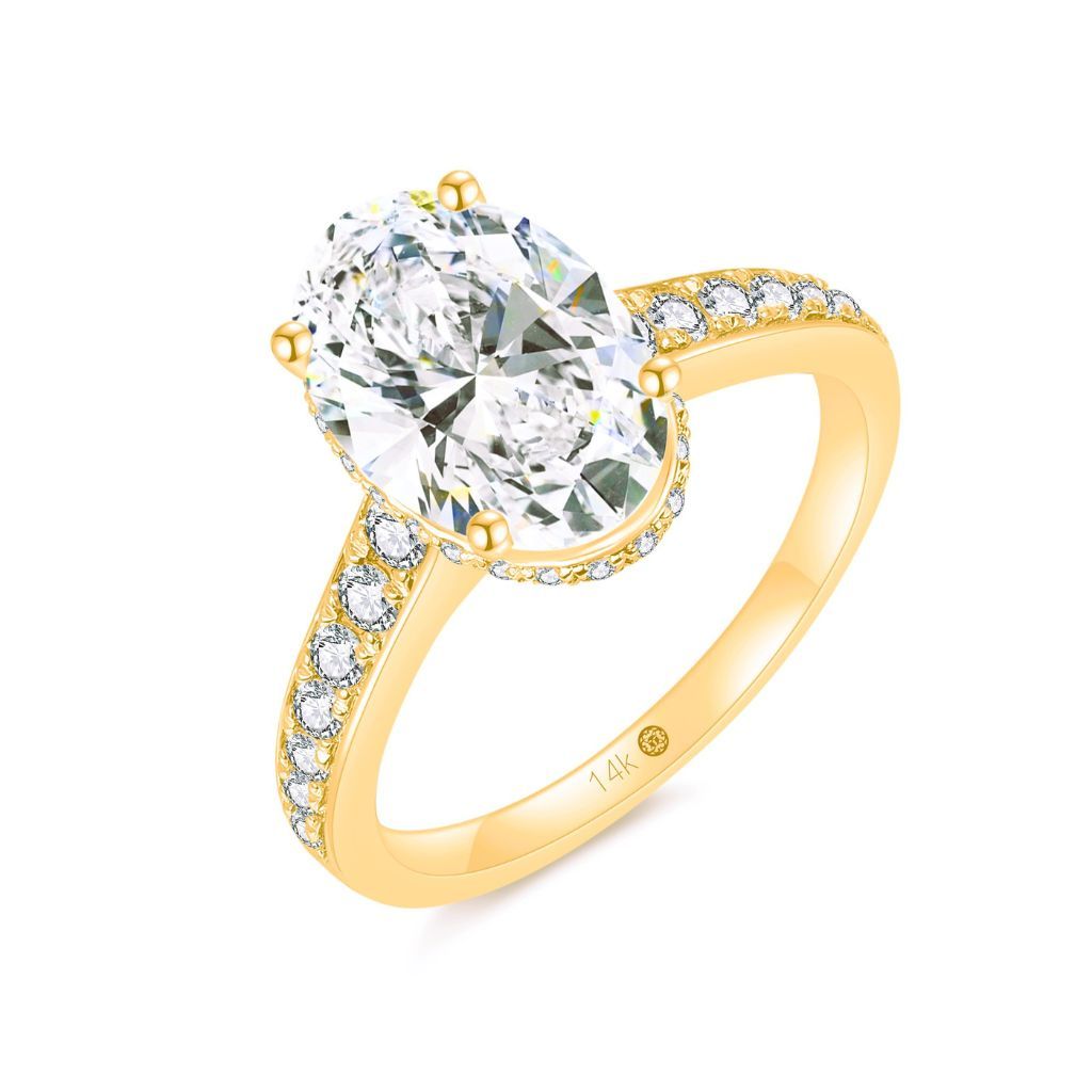 R124 Lab Grown Bridal Hidden Halo Pave Ring