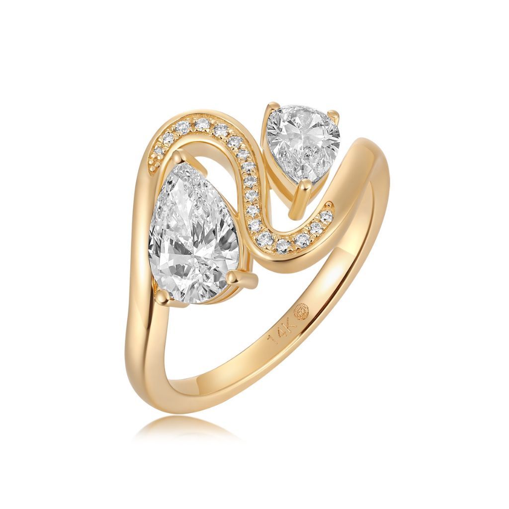 R131 Pear Lab Grown Bridal Designer Ring