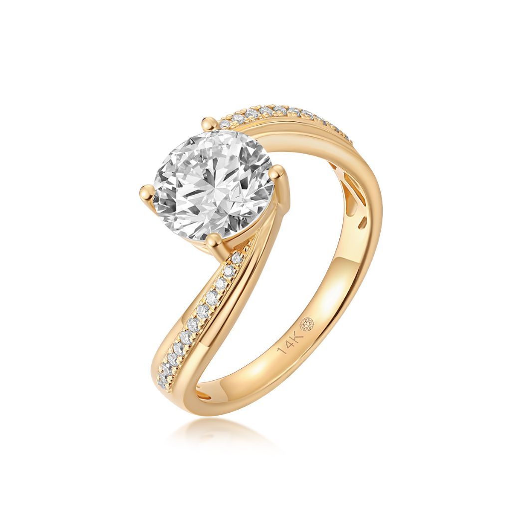 R132 Lab Grown Bridal Solitaire Pave Ring