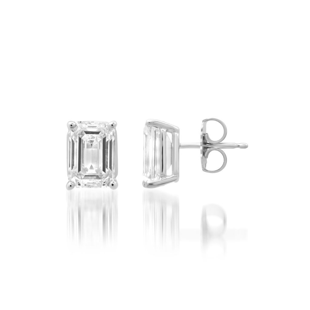 E001 Emerald Lab Grown Diamonds Four Prong Studs Earrings