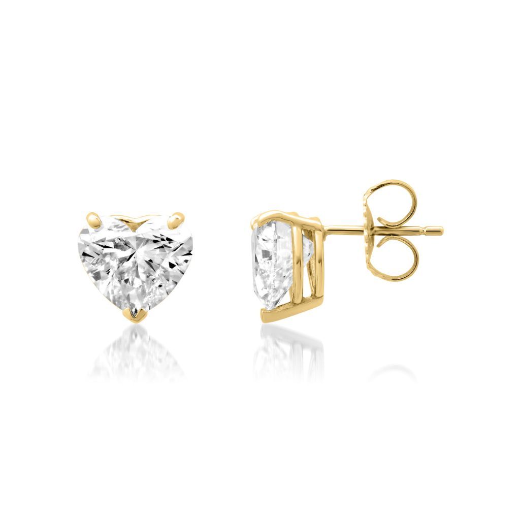 E001 Heart  Lab Grown Diamonds V-Prong-Studs Earrings