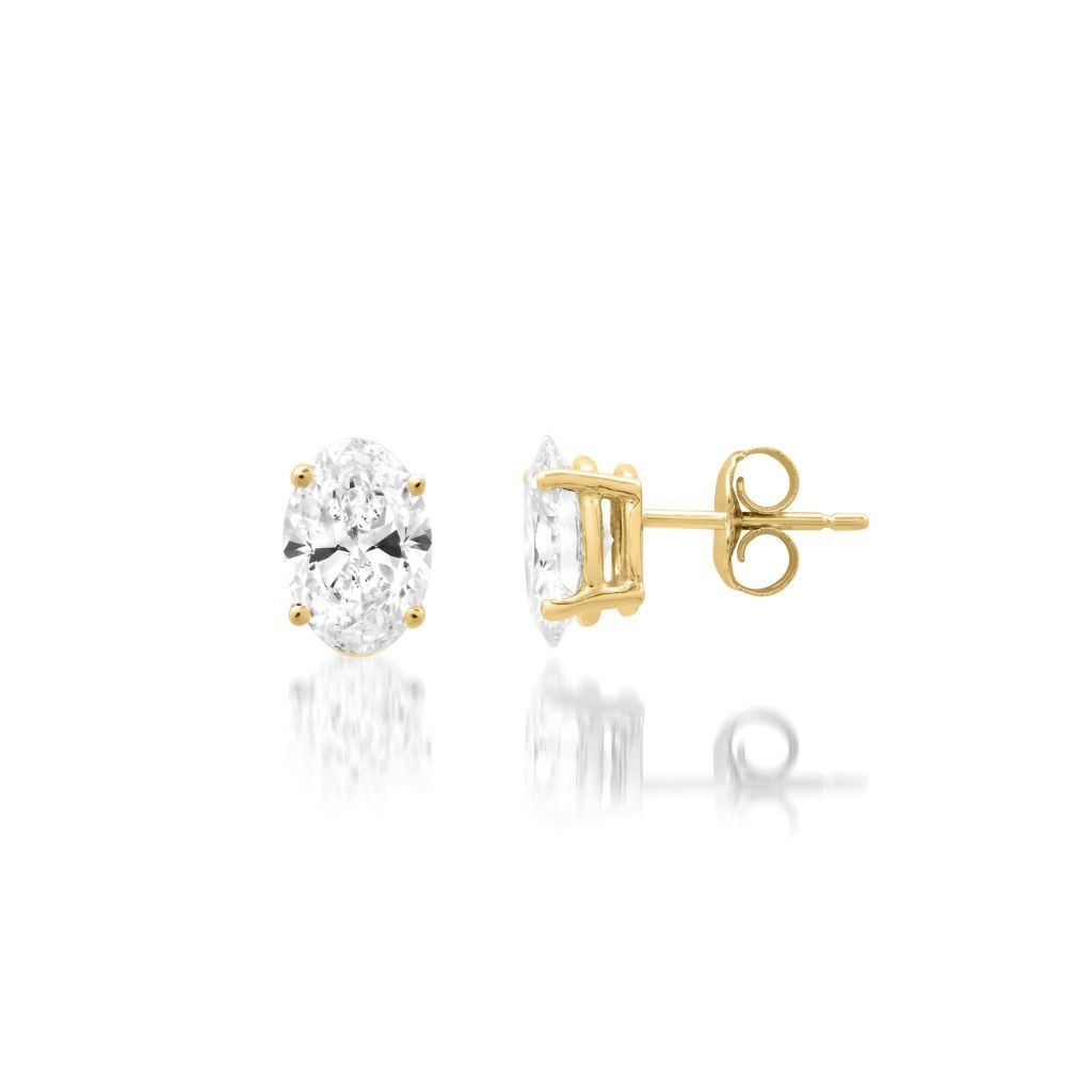E001 Oval Lab Grown Diamonds Four Prong Studs Earrings