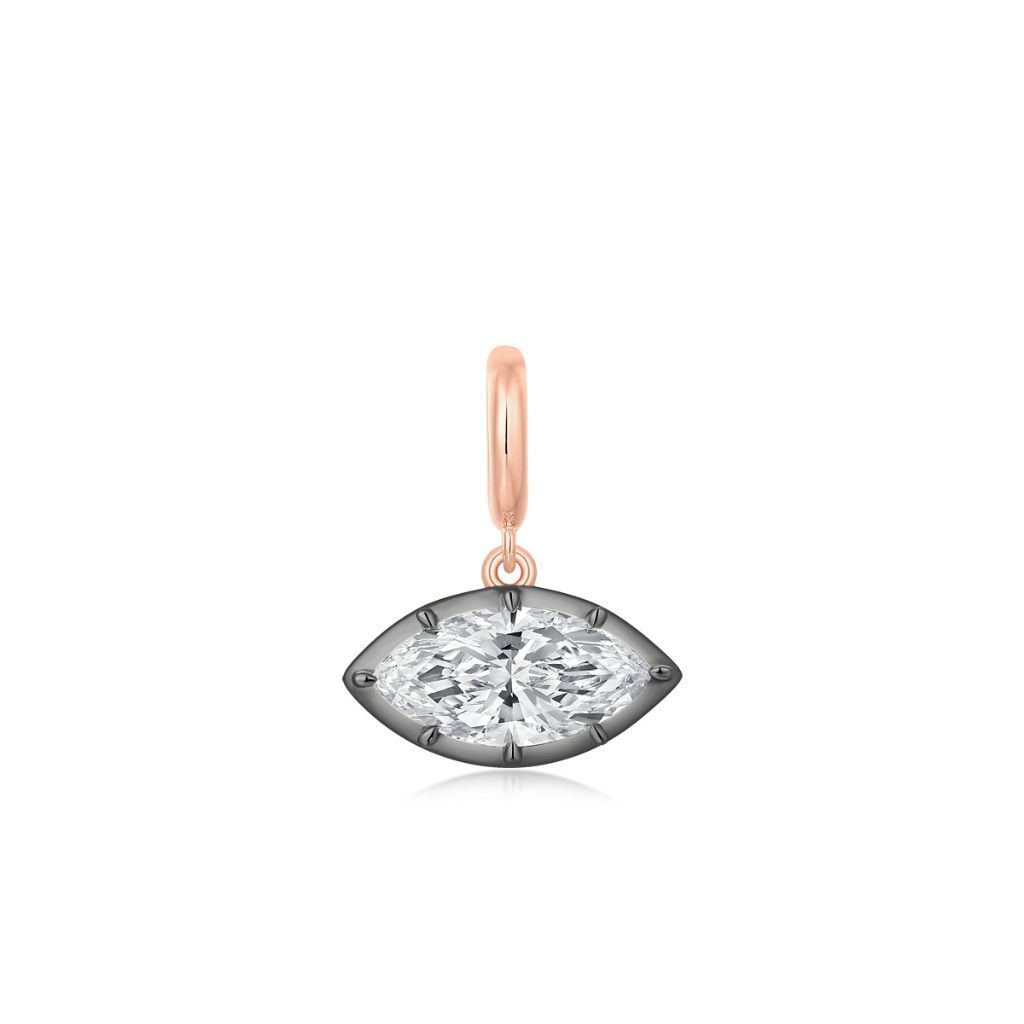 P002 Marquise Lab Grown Designer Charm Pendant  | East-West Setting | 14K