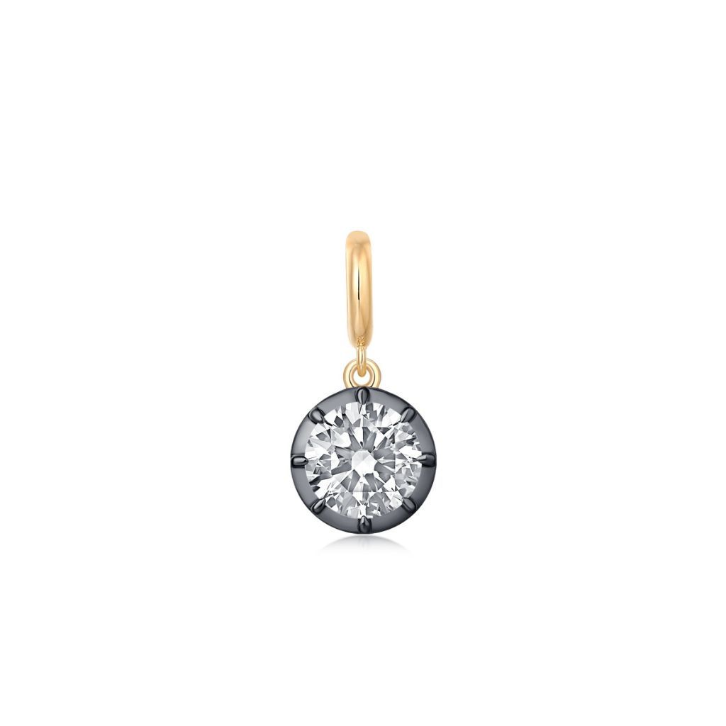 P002 Round Lab Grown Designer Charm Pendant  | 14K