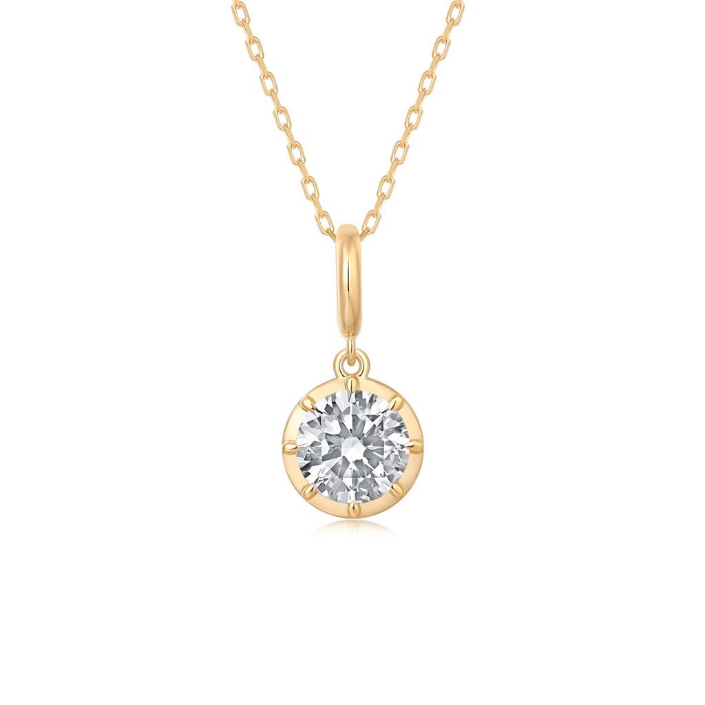 P002 Round Lab Grown Designer Charm Pendant  | 14K