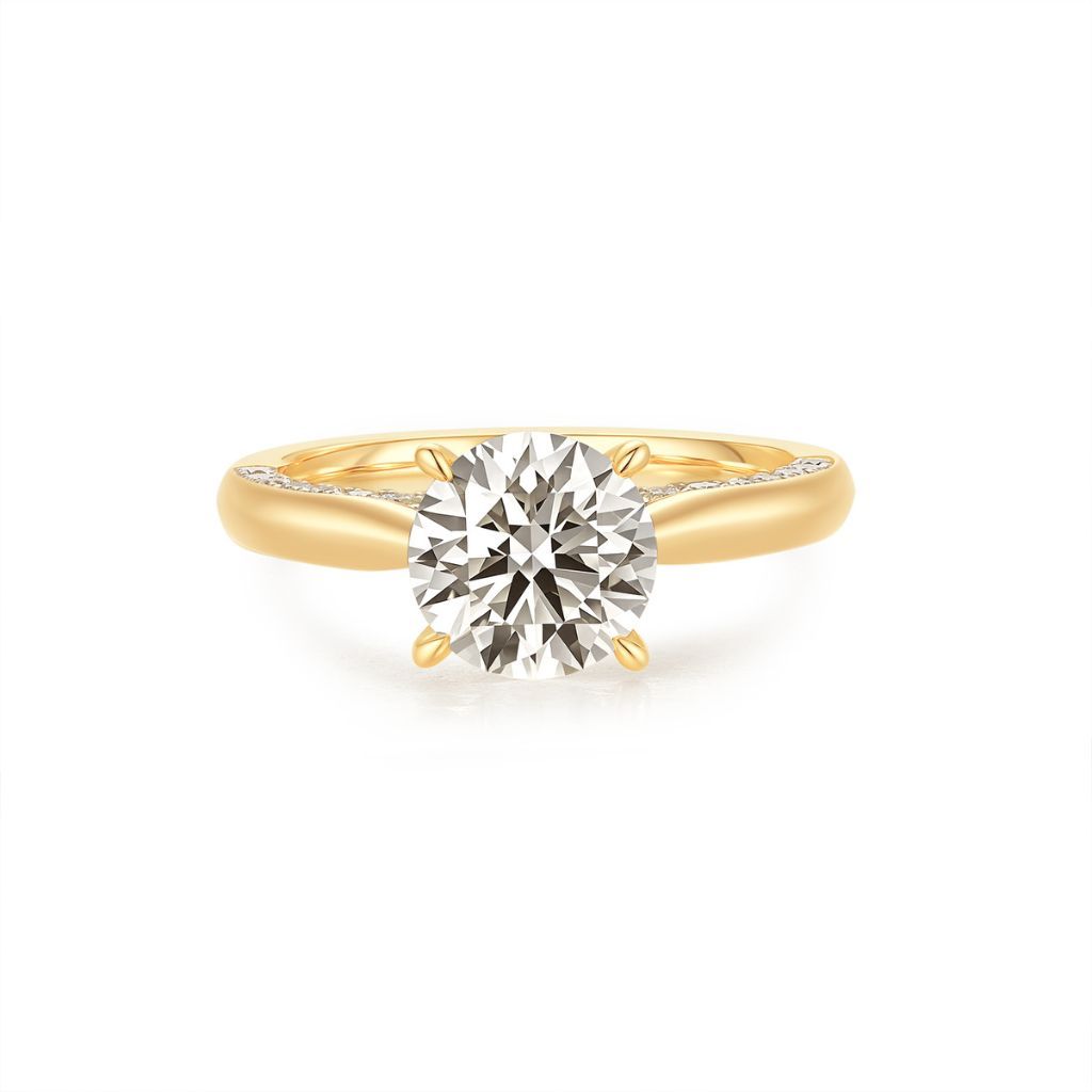 R072 Lab Grown Designer Solitaire Pave Ring