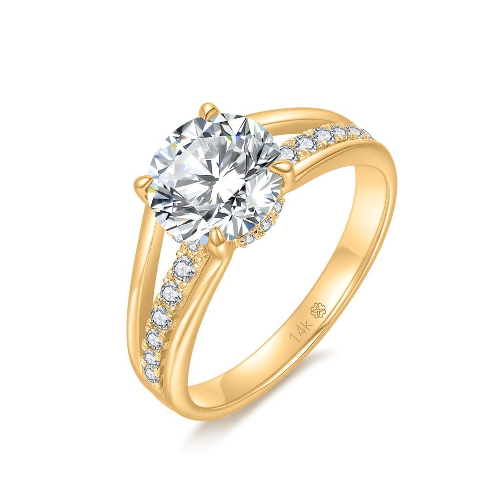 R105 Lab Grown Bridal Hidden Halo Pave Ring