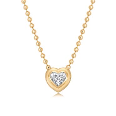 N015 Heart Lab Grown Designer Double Bezel Necklace | 14K