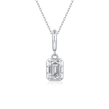 P002 Emerald Lab Grown Designer Charm Pendant  | North-South Setting | 14K