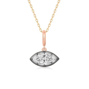 P002 Marquise Lab Grown Designer Charm Pendant  | East-West Setting | 14K