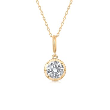 P002 Round Lab Grown Designer Charm Pendant  | 14K